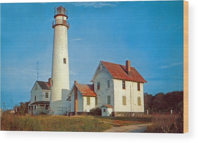 Delaware Wood Print featuring the photograph Fenwick Island Lighthouse 1950 by Skip Willits