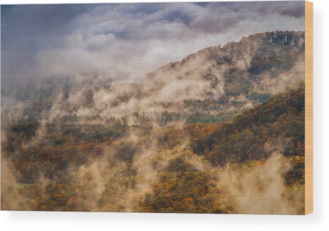 Asheville Wood Print featuring the photograph Fog Comes In by Joye Ardyn Durham