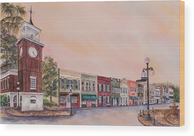 Georgetown Sc Wood Print featuring the painting Georgetown Front Street by Paula Robertson