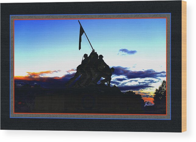 Iwo Jima Wood Print featuring the digital art Iwo Jima Memorial at Dawn by Joe Paradis