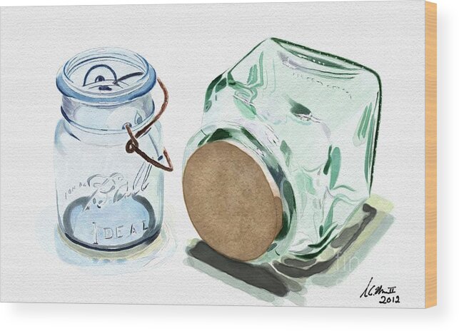 Jar Wood Print featuring the digital art Jars by Jon Munson II
