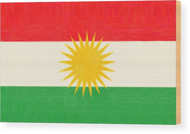 Kurdish Life In Kurdistan Poster Wood Print featuring the painting Kurdish Flag by MotionAge Designs