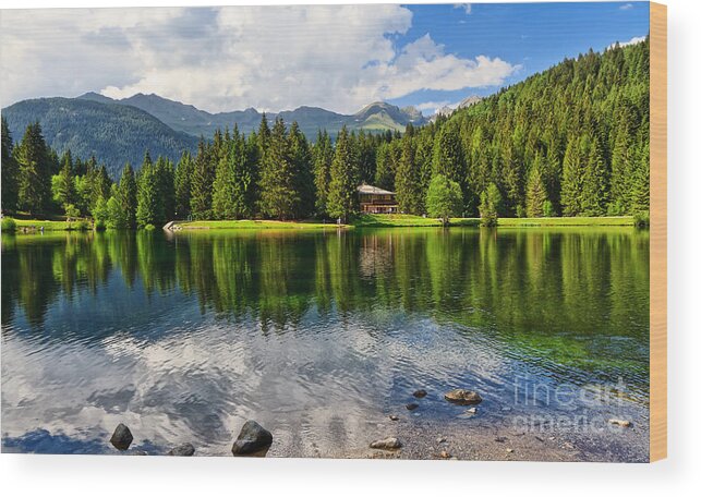 Alpine Wood Print featuring the photograph Lago dei Caprioli - Roe deer lake by Antonio Scarpi