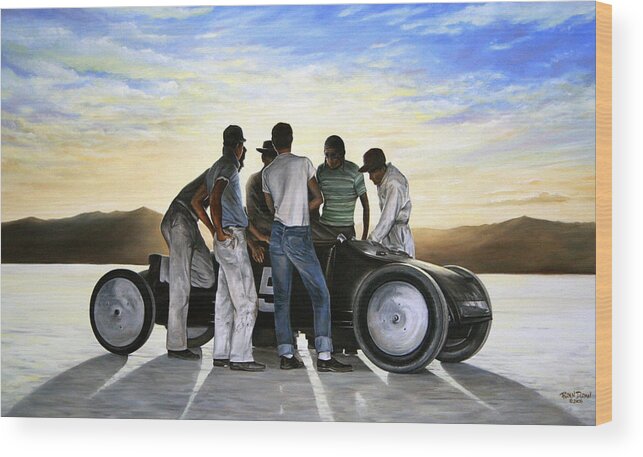 Hot Rod Wood Print featuring the painting Lakester at Dawn by Ruben Duran