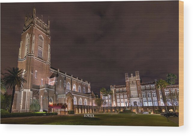 Tim Stanley Wood Print featuring the photograph Loyola University New Orleans by Tim Stanley