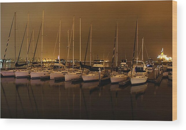 Marina Wood Print featuring the photograph Marina at Night by Jenny Hudson