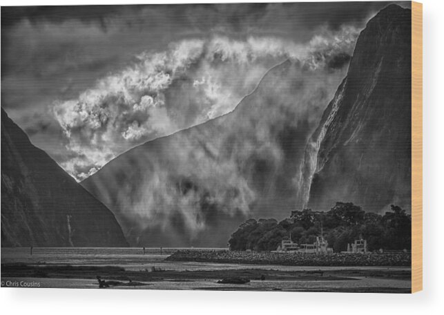 Milford Sound Wood Print featuring the photograph Misty Milford by Chris Cousins