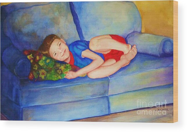 Nap Time Wood Print featuring the painting Nap Time by Jane Ricker