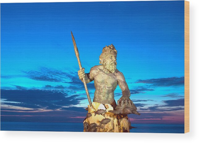 Neptune Wood Print featuring the photograph Neptune At Blue Hour by Steven Barrows