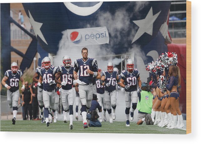 New England Patriots Wood Print featuring the photograph Oakland Raiders v New England Patriots by Jim Rogash