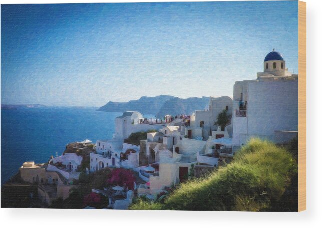 Landscape Wood Print featuring the painting Oia Santorini Grk4332 by Dean Wittle