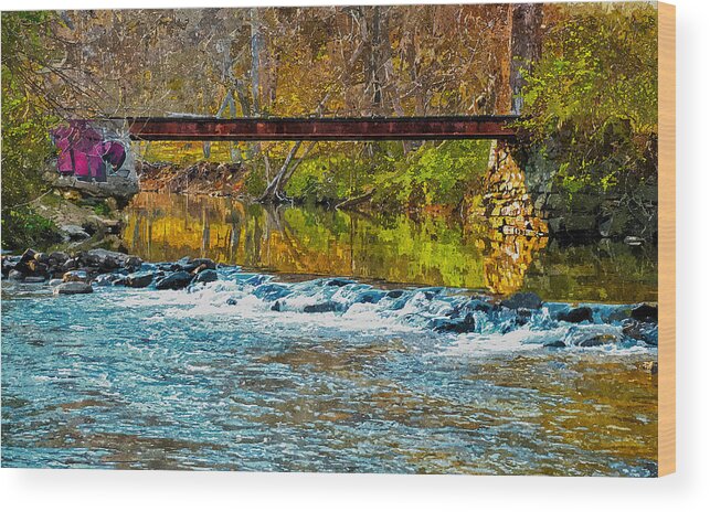 Digital Wood Print featuring the digital art Railroad Bridge by Rick Mosher