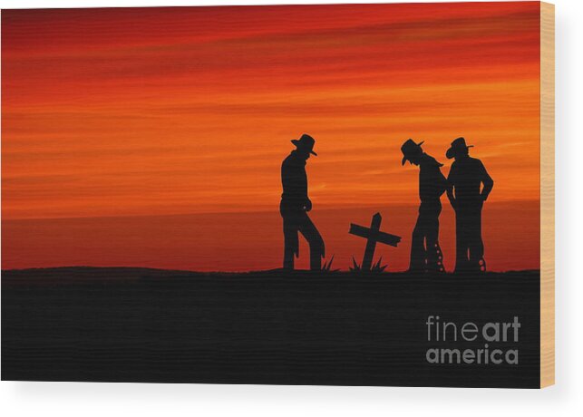 Andrea Kollo Wood Print featuring the photograph Cowboy Reverence by Andrea Kollo