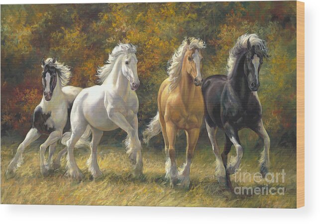 Horse Wood Print featuring the painting Running Free by Laurie Snow Hein