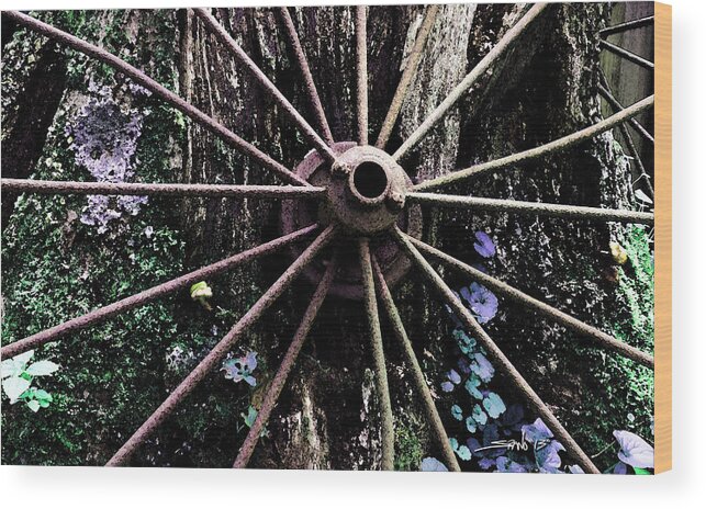  Wood Print featuring the photograph Rusted Spokes by Michael Spano