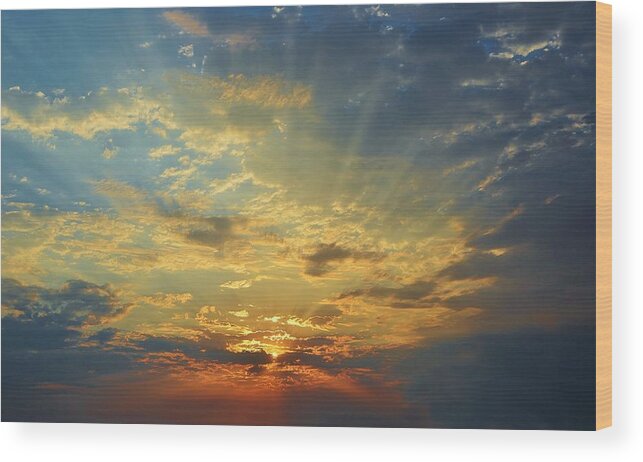 Sunrays Wood Print featuring the photograph Stunning Sunrays Sunset by Marilyn MacCrakin