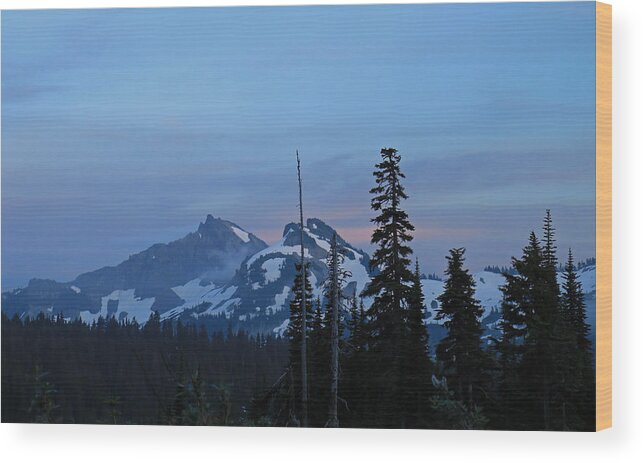 Clouds Wood Print featuring the photograph Tatoosh at Dusk by E Faithe Lester