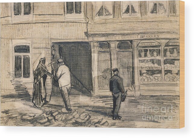 Street Wood Print featuring the drawing The Bakery in de Geest by Vincent Van Gogh