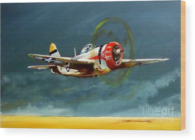 Aviation Wood Print featuring the painting Thunderbolt by Terence R Rogers