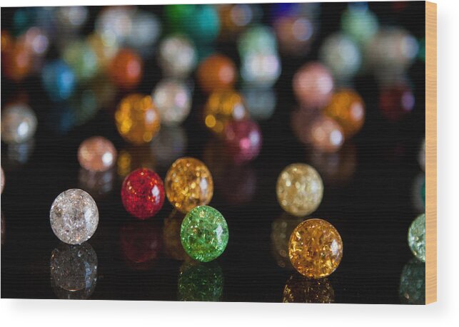 Marble Wood Print featuring the photograph Tiny Crystal Balls by Cherie Duran