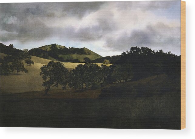 Landscape Wood Print featuring the painting View From The Ridge by Tom Wooldridge