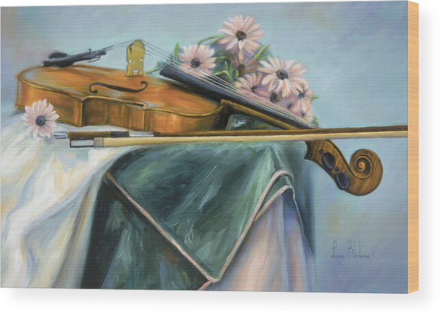 Violin Wood Print featuring the painting Violin by Lucie Bilodeau