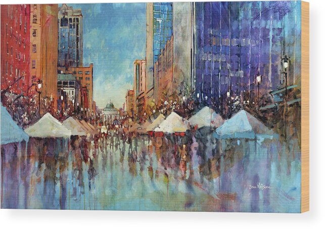 Raleigh Wood Print featuring the painting Winterfest 2013 by Dan Nelson
