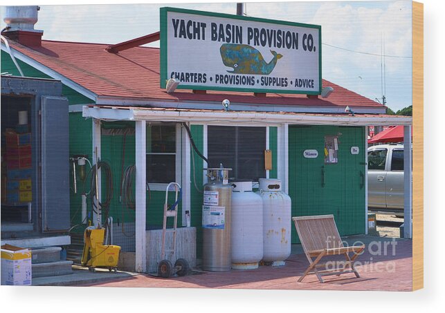 Southport Wood Print featuring the photograph Yacht Basin Provision Co. by Bob Sample