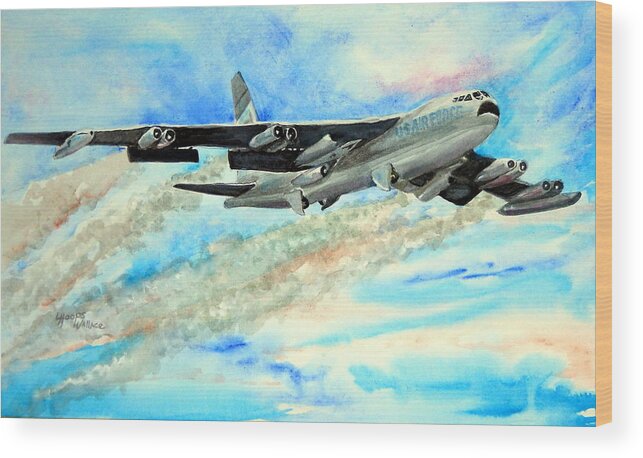 B-52 Wood Print featuring the painting B-52 by Leslie Hoops-Wallace