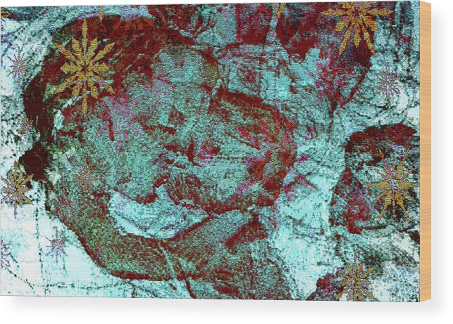 Madonna Wood Print featuring the painting Blue Rose Madonna Abstract by Mindy Newman