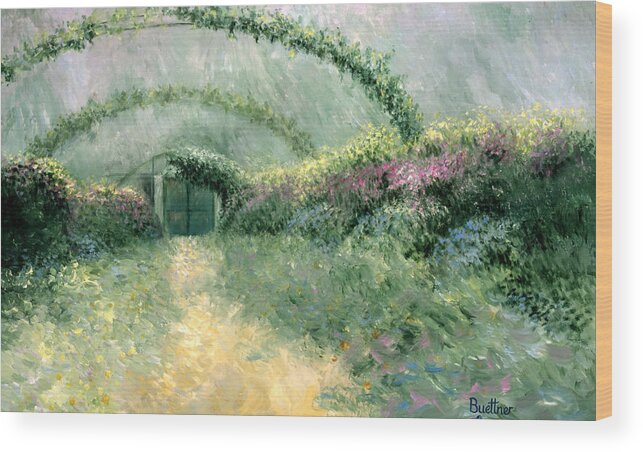 Monet's Wood Print featuring the painting Monet's Trellis III by Lynn Buettner