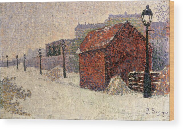 Snow Wood Print featuring the painting Snow Butte Montmartre by Paul Signac