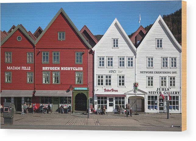 Port Wood Print featuring the photograph Bergen Bryggen Norway #1 by Adam Rainoff