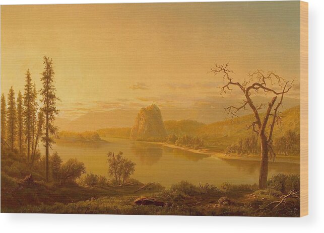 Entrance Of The Columbia River Oregon With Roost By William Marple Wood Print featuring the painting Entrance Of The Columbia River Oregon With Roost #1 by MotionAge Designs