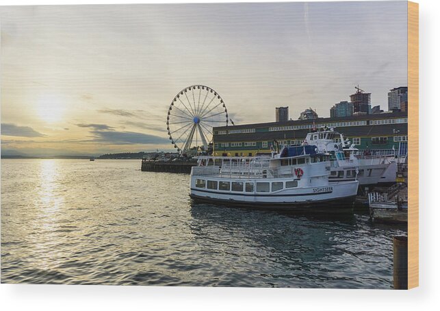 Seattle Wood Print featuring the photograph Seattle Waterfront #1 by Cathy Anderson