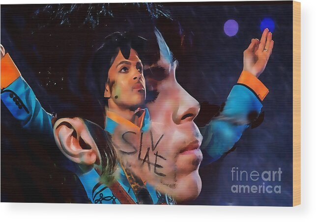 Prince Wood Print featuring the mixed media Prince Tribute #10 by Marvin Blaine