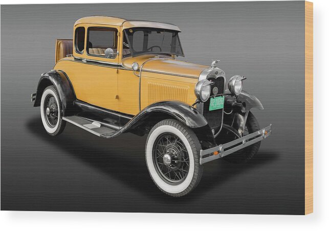 Frank J Benz Wood Print featuring the photograph 1930 Ford Model A 5 Window Coupe - 30FDMDA5W9305 by Frank J Benz