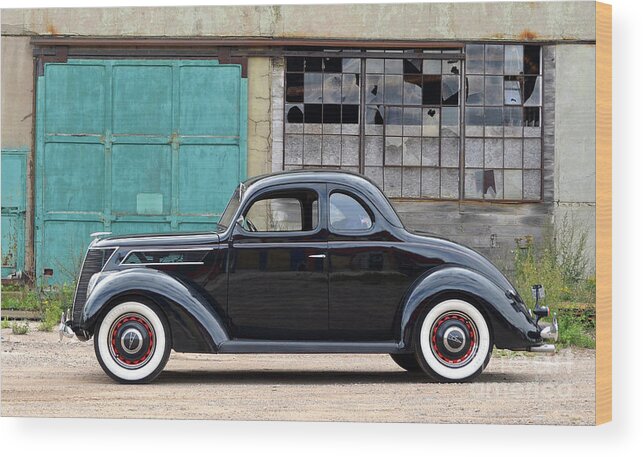 1937 Wood Print featuring the photograph 1937 Ford Coupe, Woodie Plant, Kingsford, MI by Ron Long