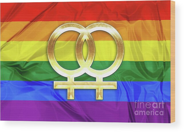 Affection Wood Print featuring the digital art Lesbian symbols #2 by Benny Marty
