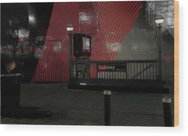 Stripes Wood Print featuring the photograph 34th Street Subway by Katia Lima