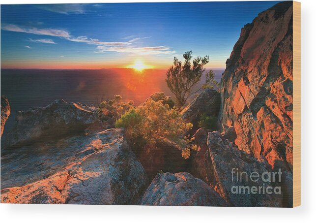 St Mary Peak Sunrise Outback Flinders Ranges South Australia Australian Landscape Landscapes Wood Print featuring the photograph St Mary Peak Sunrise #5 by Bill Robinson