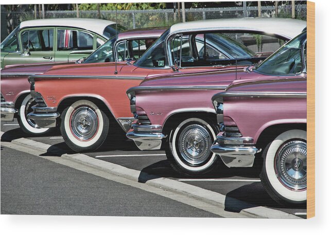 Fine Art Wood Print featuring the photograph A Row of Classic Buicks by Greg Sigrist