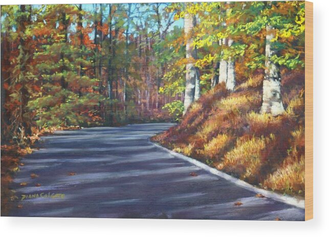 Landscape Wood Print featuring the pastel Around the Bend by Diana Colgate