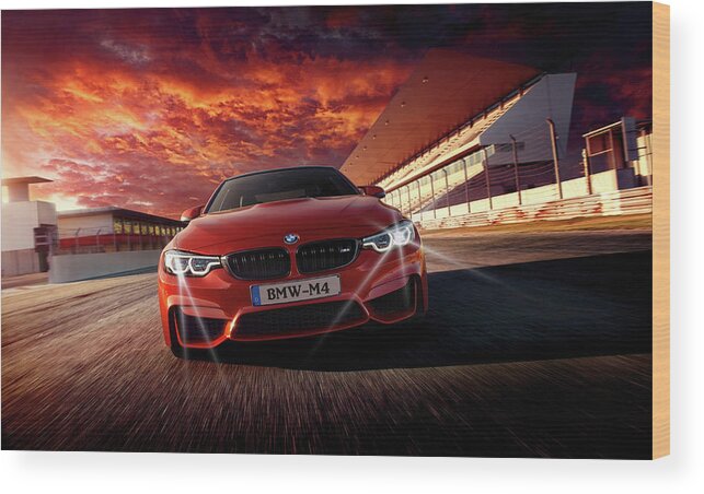 Bmw Wood Print featuring the photograph B M W M 4 by Movie Poster Prints