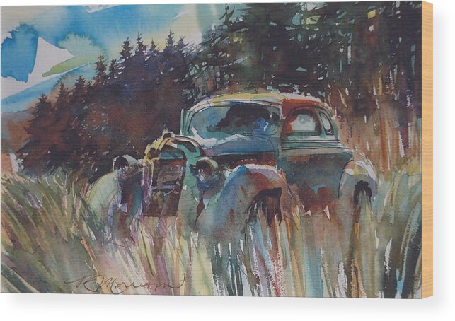 37 Plymouth Wood Print featuring the painting Back to Earth by Ron Morrison