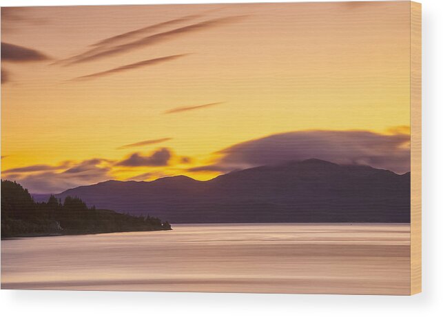 Ballachulish Wood Print featuring the photograph Ballachulish Bathed in Golden light. by John Paul Cullen