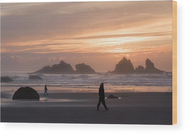 Beaches Wood Print featuring the photograph Beach Combers by Steven Clark