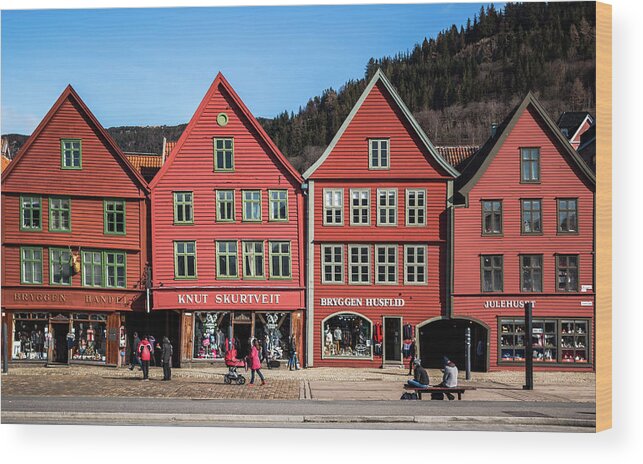 Port Wood Print featuring the photograph Bergen Bryggen Norway by Adam Rainoff