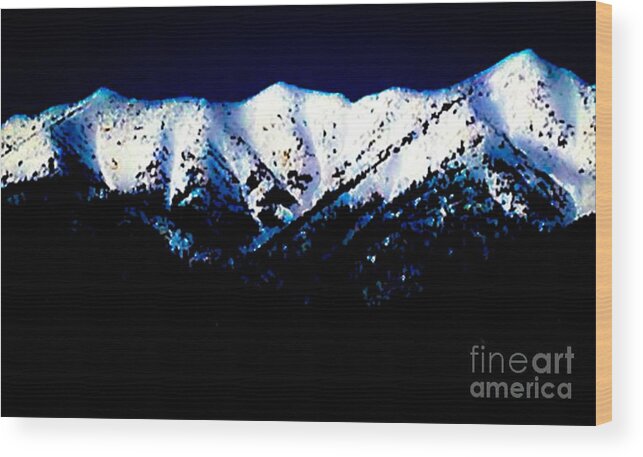 Abstract Wood Print featuring the mixed media Black and White Mountains by Jennifer Lake