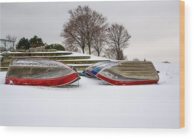  Wood Print featuring the photograph Boats waiting on Spring by James Canning